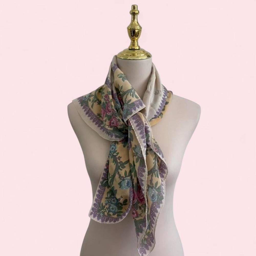 Vintage Liz Claiborne Floral Square‎ Scarf — 28" x 28"